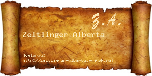 Zeitlinger Alberta névjegykártya